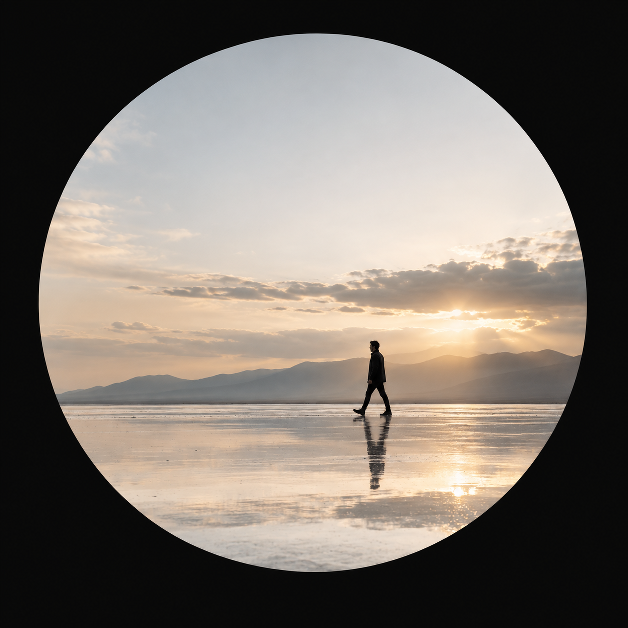 Solitary figure walking, representing the independent creator's journey
